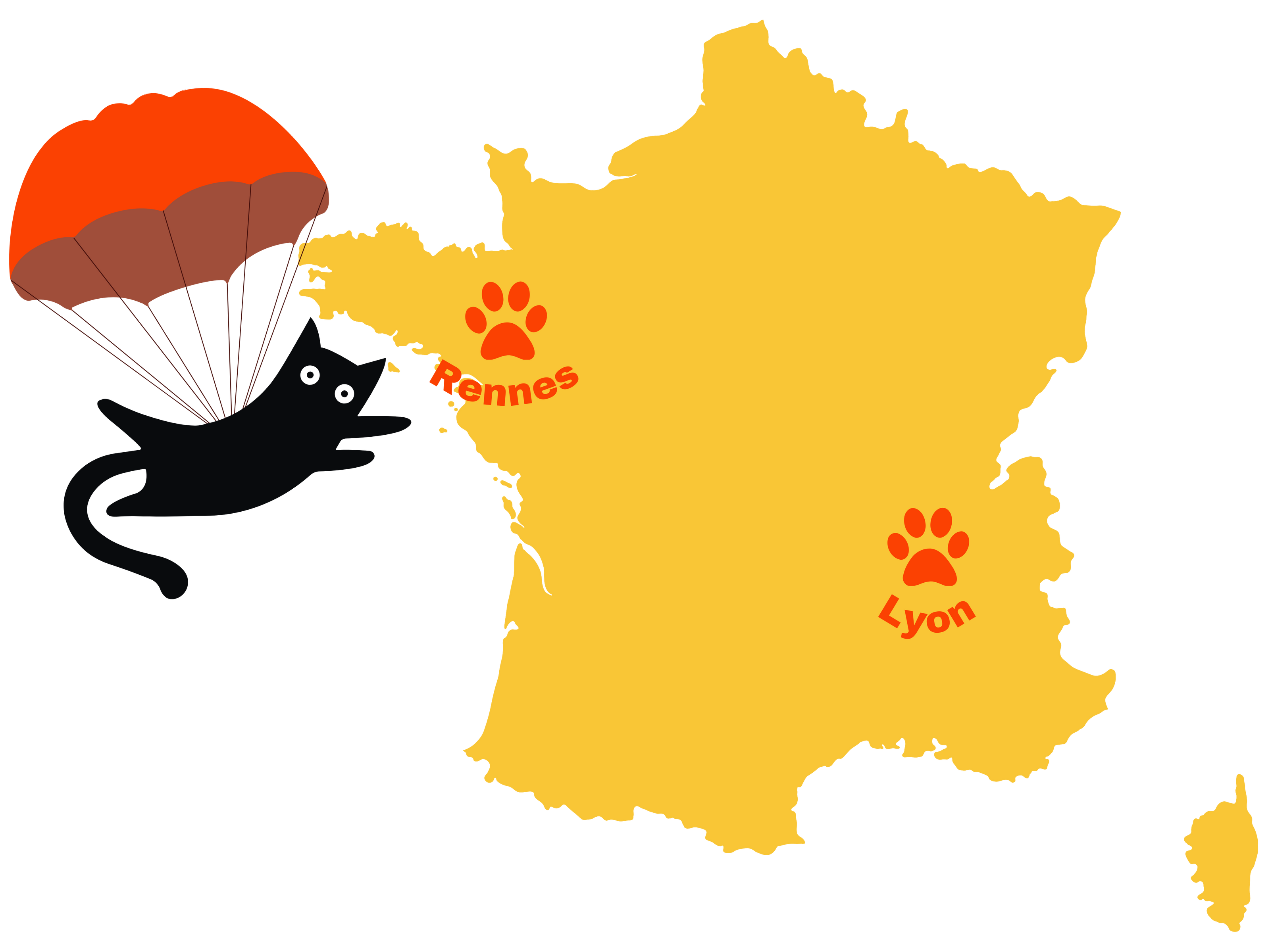 Légende : Carte des villes d'installation ClimbingCat